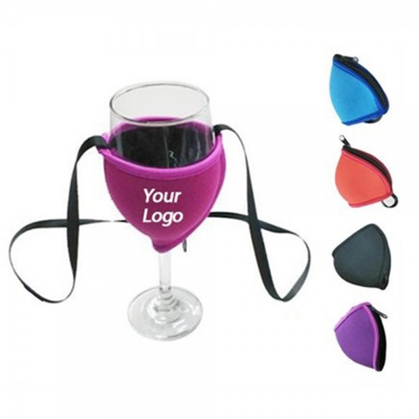 Strap and Zipper Neoprene Wine Glass Cooler